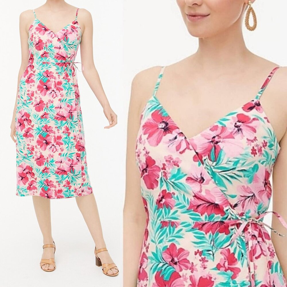 ❌SOLD❌Tropical Floral Wrap Midi Dress